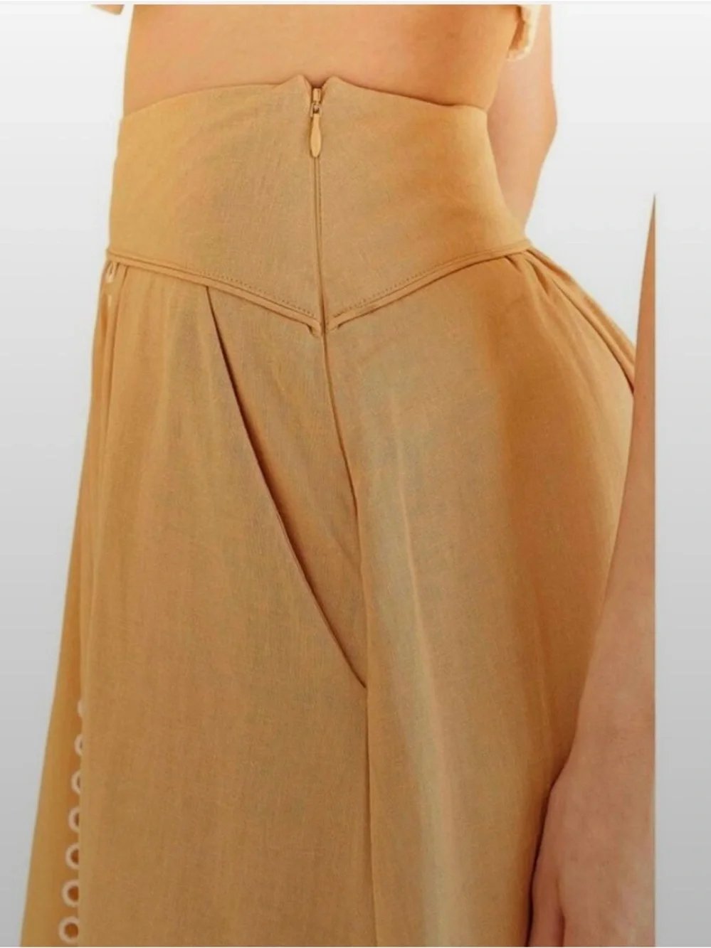 FARM Rio Tan Maxi Skirt with White Cutwork Embroidery - Picture 4 of 6